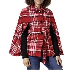 Maison Jules Plaid Cape Coat